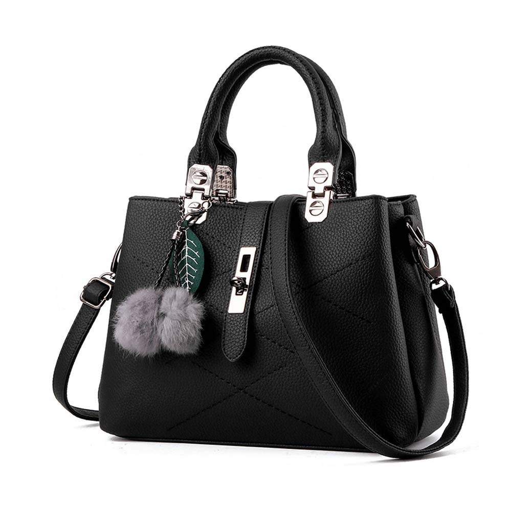 Women Handbag with Furry Pom Pom ball