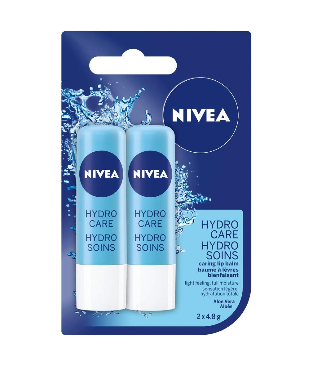 NIVEA Hydro Care Lip Balm Sticks, Duo Pack, 2 x 4.8g