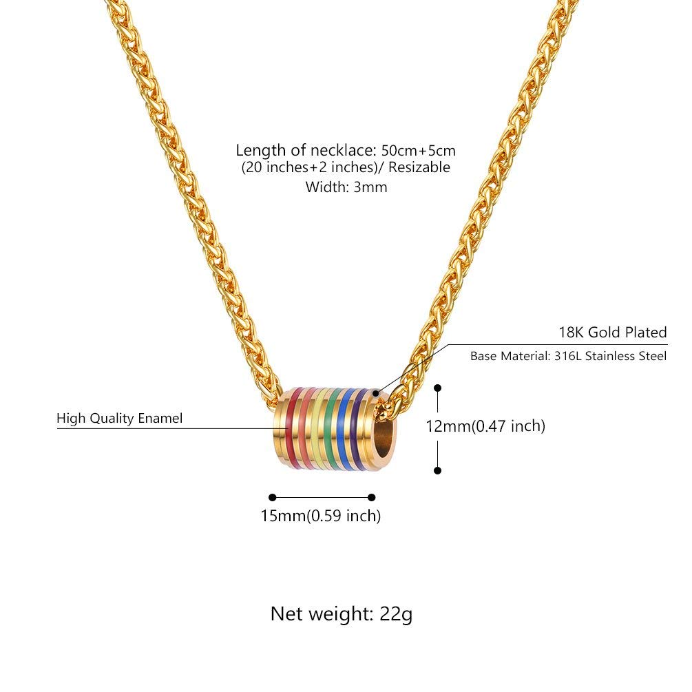 PROSTEEL Gay Pride Necklace,Rainbow,LGBT Jewelry,Love Wins,Equality Necklace,Inspirational Jewelry,Friendship Necklaces,Gift for Him