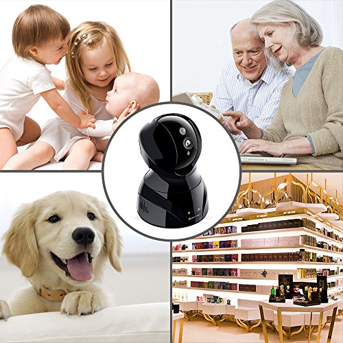 Security Camera Wireless YATWIN 720P WiFi Dog Baby Pet Home Indoor Surveillance IP Monitor With Pan/Tilt, Night Vision, Two-Way Audio, Motion Detection - Jet Black(Free App supports iOS Android)