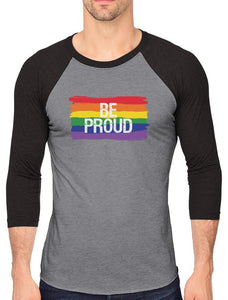 TeeStars Be Proud Pride Parade Gay Rainbow Flag 3/4 Sleeve Baseball Jersey Shirt