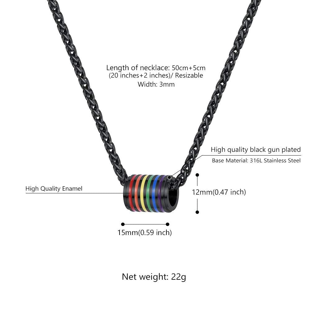 PROSTEEL Gay Pride Necklace,Rainbow,LGBT Jewelry,Love Wins,Equality Necklace,Inspirational Jewelry,Friendship Necklaces,Gift for Him