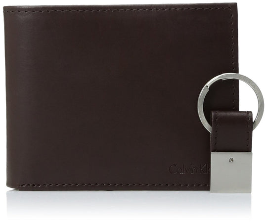 Calvin Klein mens Rfid Blocking Leather Bookfold Wallet With Key Fob