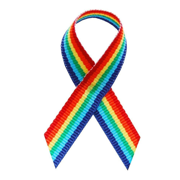 Rainbow Fabric Awareness Ribbons - Bag of 250 Fabric Ribbons w/ Safety Pins