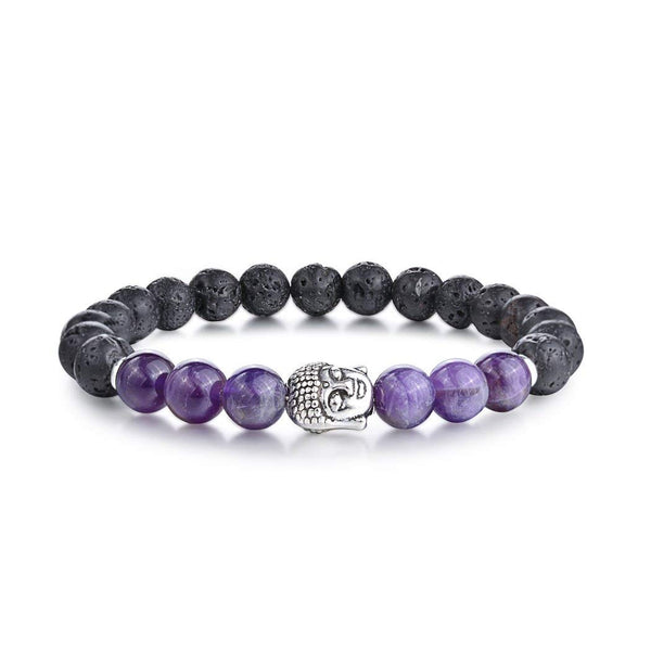 SROMAY 7 Chakra Lava Stone Diffuser Bracelet Crystal Reiki Healing Balancing Natural Gemstone Round Beads