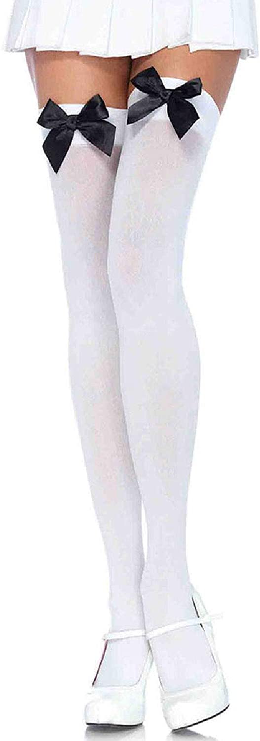 Leg Avenue Women's Opaque Thigh-High Stockings with Satin Bows