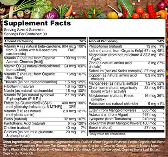 NATURELO Whole Food Vitamin Gummies for Adults - Chewable Gummy Multivitamin for Men & Women - New & Improved Flavor - 120 Vegan Gummies
