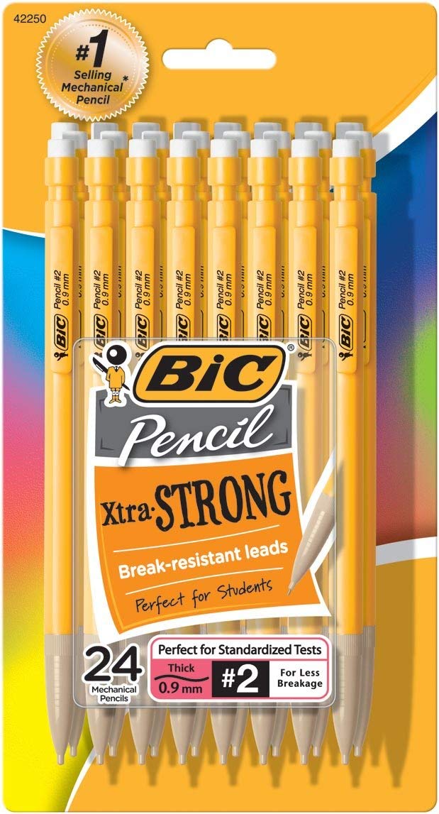 BIC Xtra-Strong Mechanical Pencil, Colorful Barrel, Thick Point (0.9mm), 48-Count