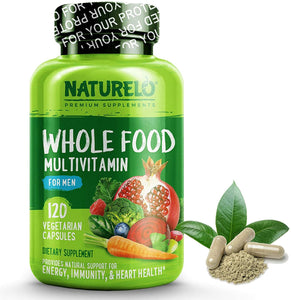 NATURELO Whole Food Multivitamin for Men - Natural Vitamins, Minerals, Antioxidants, Organic Extracts - Vegan/Vegetarian - Best for Energy, Brain, Heart, Eye Health - 240 Capsules