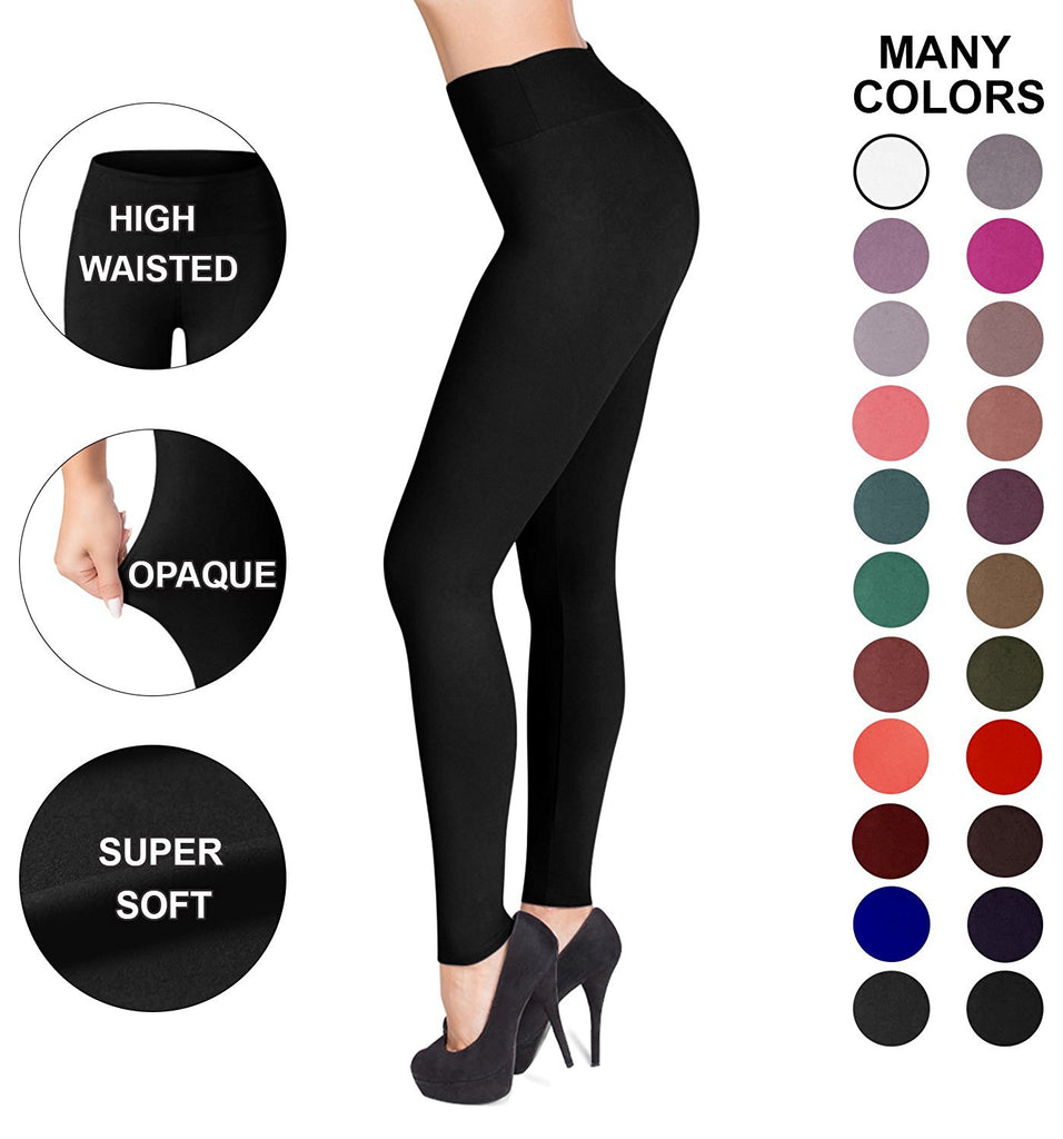 SATINA High Waisted Leggings - 25 Colors - Super Soft Full Length