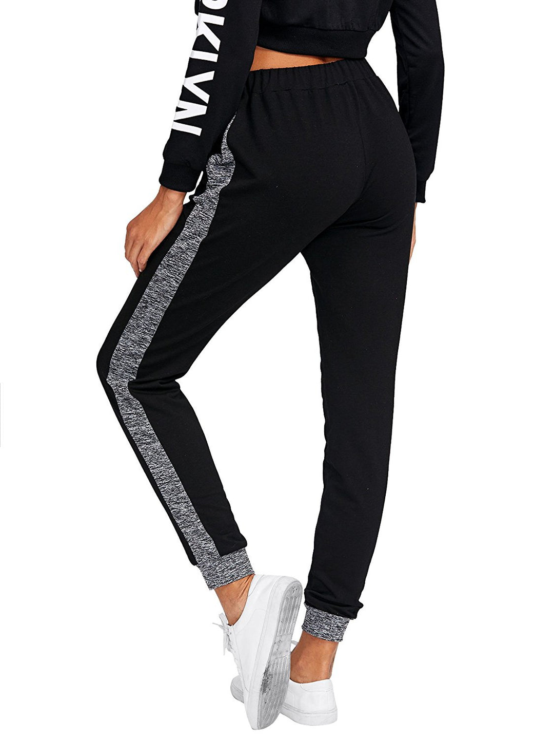 SweatyRocks Women Pants Color Block Casual Tie Waist Yoga Jogger Pants