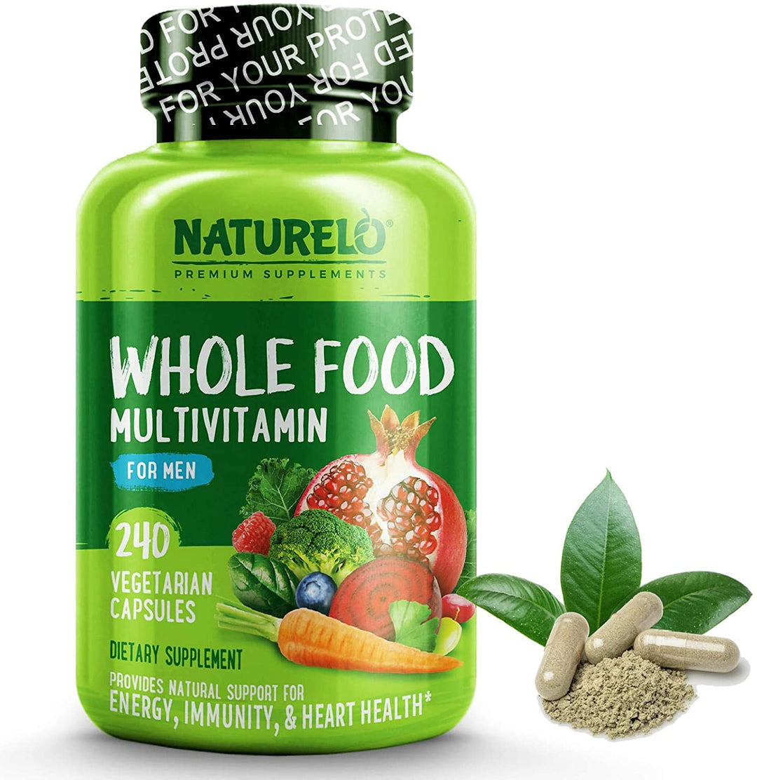 NATURELO Whole Food Multivitamin for Men - Natural Vitamins, Minerals, Antioxidants, Organic Extracts - Vegan/Vegetarian - Best for Energy, Brain, Heart, Eye Health - 240 Capsules