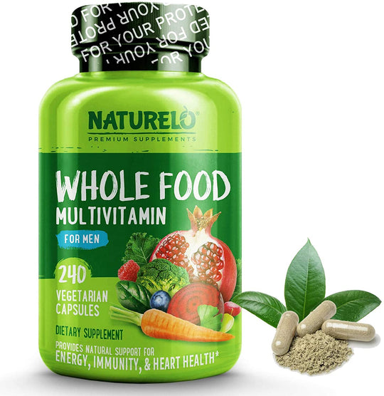 NATURELO Whole Food Multivitamin for Men - Natural Vitamins, Minerals, Antioxidants, Organic Extracts - Vegan/Vegetarian - Best for Energy, Brain, Heart, Eye Health - 240 Capsules