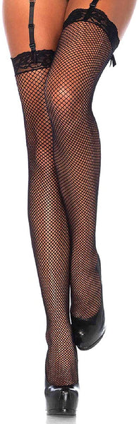 Leg Avenue Women's Fishnet Thigh High Stockings with Silicone Lace Top