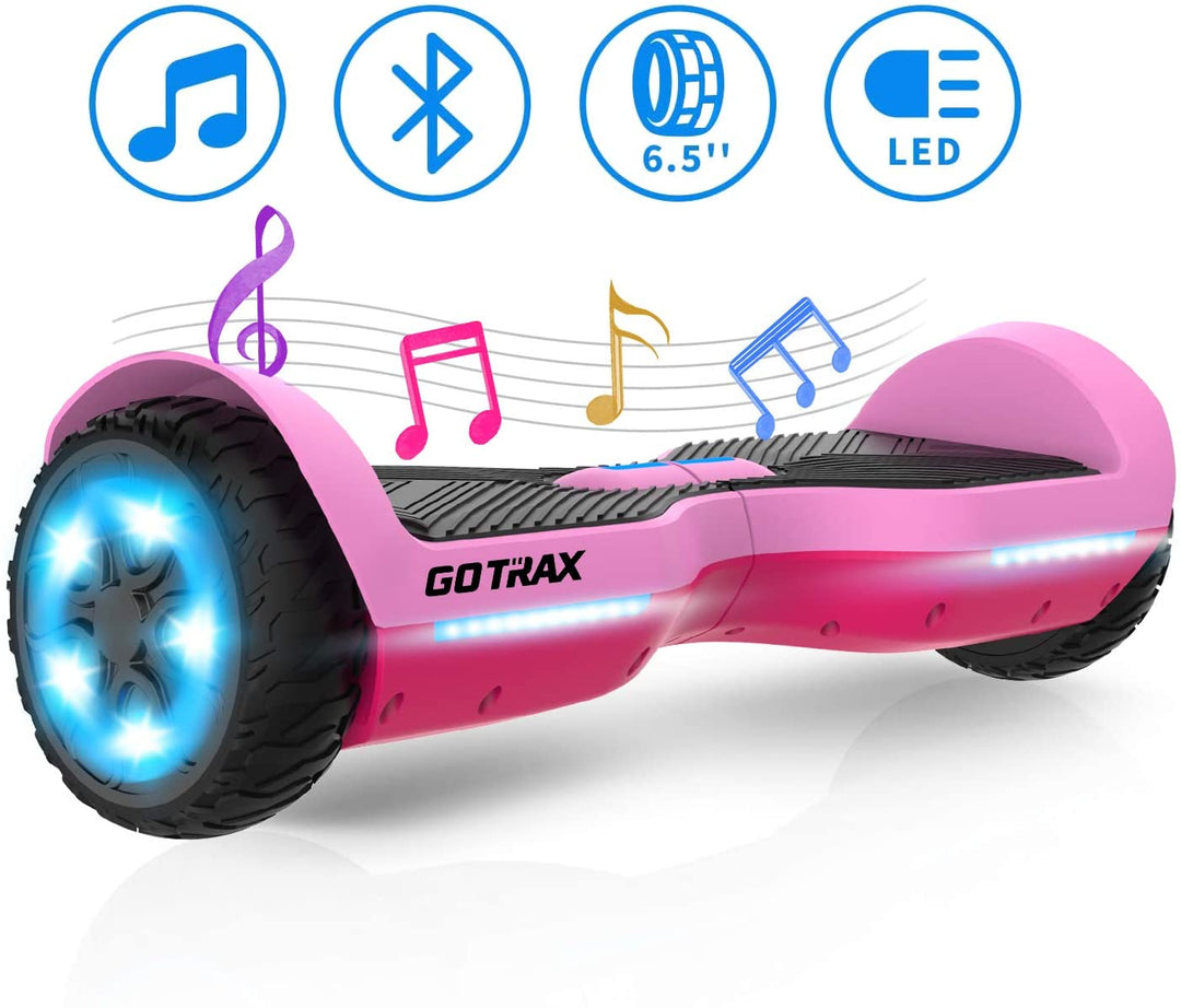 GOTRAX Hoverboard with Bluetooth Speaker, LED 6.5 inch Wheels, UL2272 Certified, Big Capacity Lithium-Ion Battery Up to Max Work 75minutes per Charge, Dual Motor up to Max 10km/h