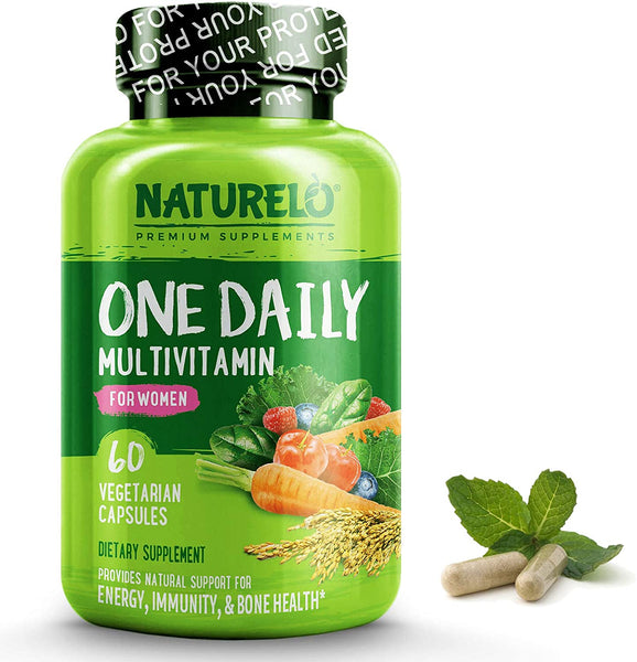 NATURELO One Daily Multivitamin for Women - Best for Hair, Skin, Nails - Natural Energy Support - Whole Food Supplement - Non-GMO - No Soy - Gluten Free - 60 Capsules | 2 Month Supply