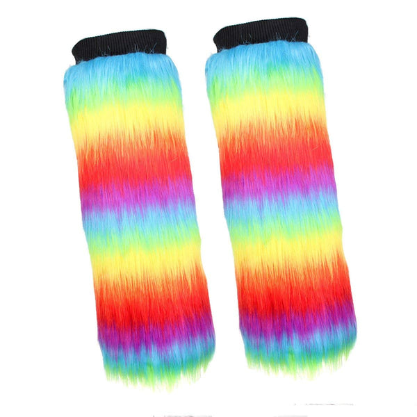 Women's Rainbow Long Gloves Socks and 3 Layered Tulle Tutu Skirt Party Accessory Set