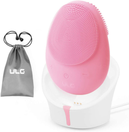 FDA Liquid Silicone Facial Cleansing Brush ULG Ultrasonic Vibration Electric Face Massager Scrubber for Deep Cleaning and Exfoliating, Rechargeable & IPX7 Waterproof