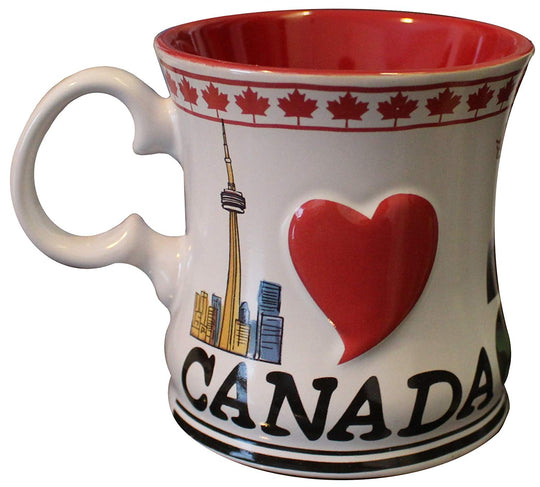 Canadian Souvenir Mug (Coffee, Cider, Hot Chocolate, Tea Cup) (Inuit Carving & Colorful Map of Canada, 1)