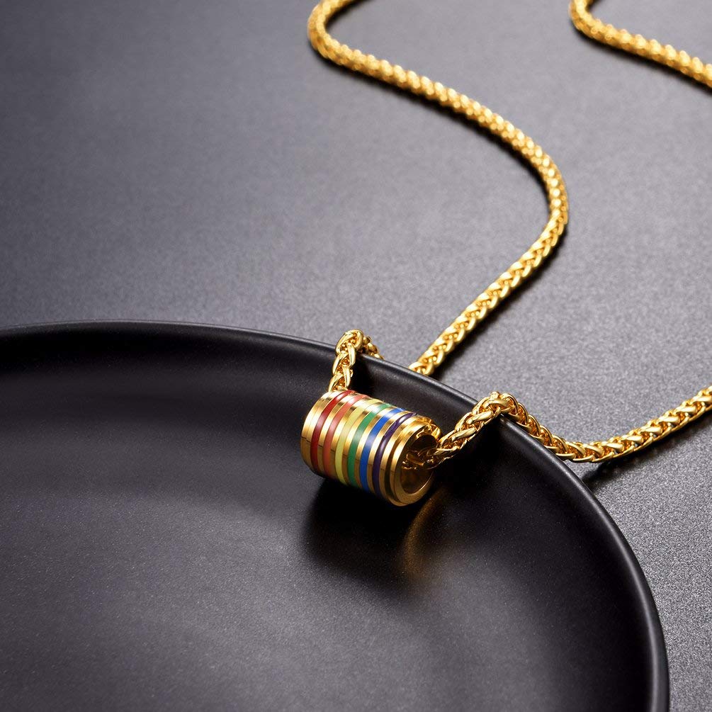 PROSTEEL Gay Pride Necklace,Rainbow,LGBT Jewelry,Love Wins,Equality Necklace,Inspirational Jewelry,Friendship Necklaces,Gift for Him