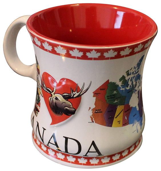 Canadian Souvenir Mug (Coffee, Cider, Hot Chocolate, Tea Cup) (Inuit Carving & Colorful Map of Canada, 1)