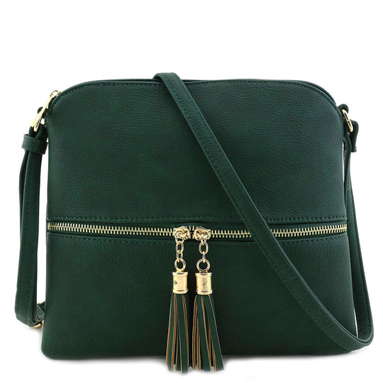 Lightweight Medium Crossbody Bag with Tassel