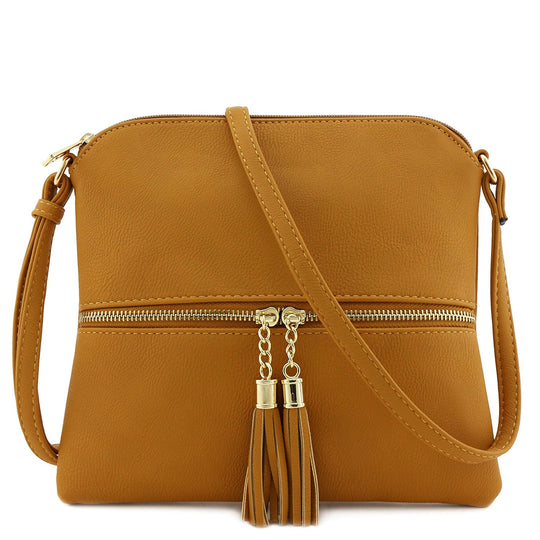 Lightweight Medium Crossbody Bag with Tassel