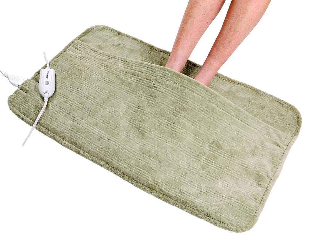 Serta Ultra Plush Triple Rib Electric Heated Foot Warmer, Sage