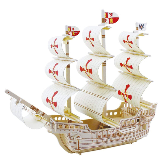 Lychee® Wooden Ancient Ship 3D PUZZLE, Wooden DIY Model Set Handcraft Birthday Christmas Gift for Kids (Zheng he)