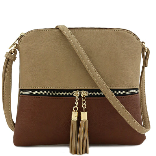 Lightweight Medium Crossbody Bag with Tassel