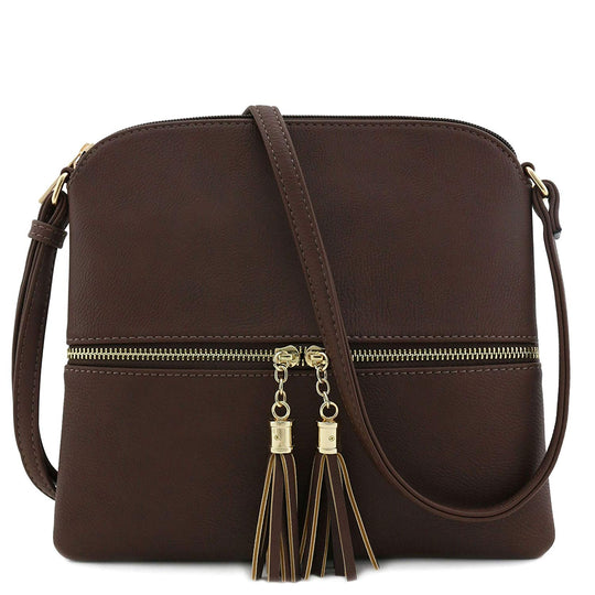 Lightweight Medium Crossbody Bag with Tassel