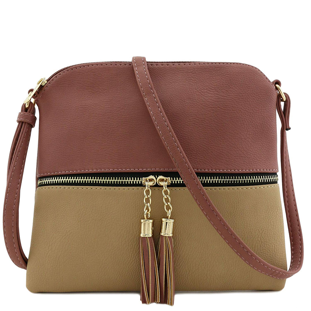 Lightweight Medium Crossbody Bag with Tassel