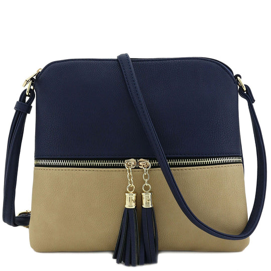 Lightweight Medium Crossbody Bag with Tassel