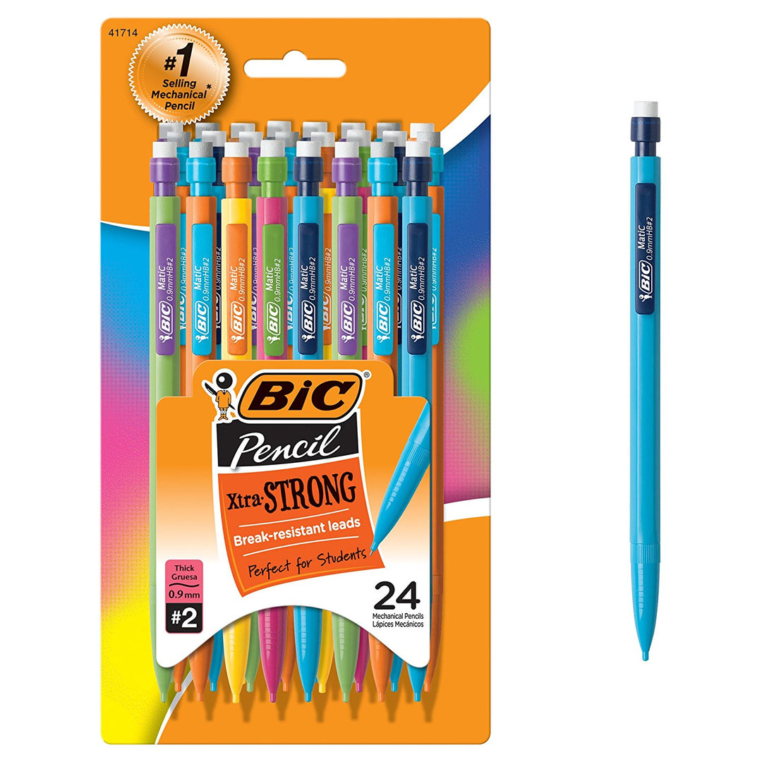 BIC Xtra-Strong Mechanical Pencil, Colorful Barrel, Thick Point (0.9mm), 48-Count