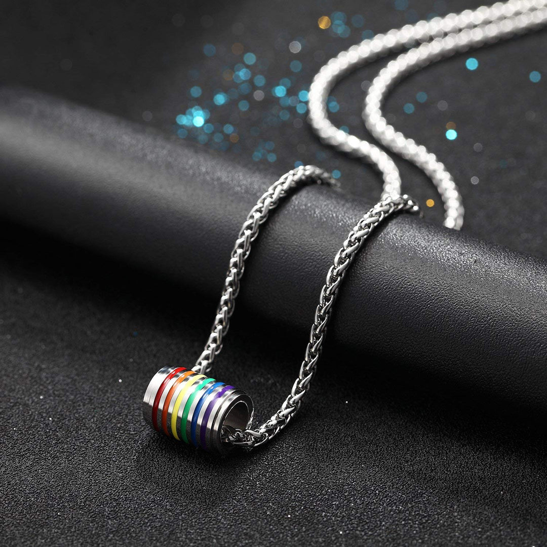 PROSTEEL Gay Pride Necklace,Rainbow,LGBT Jewelry,Love Wins,Equality Necklace,Inspirational Jewelry,Friendship Necklaces,Gift for Him