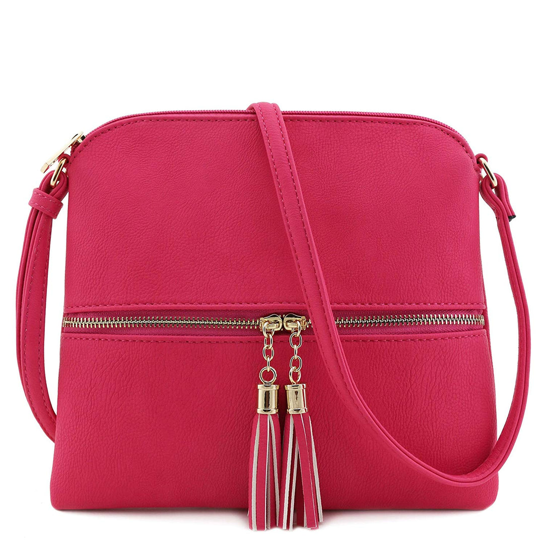 Lightweight Medium Crossbody Bag with Tassel