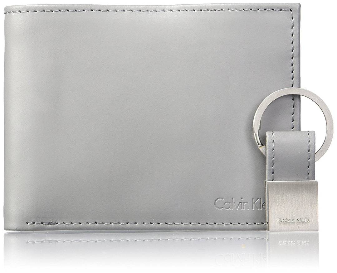 Calvin Klein mens Rfid Blocking Leather Bookfold Wallet With Key Fob