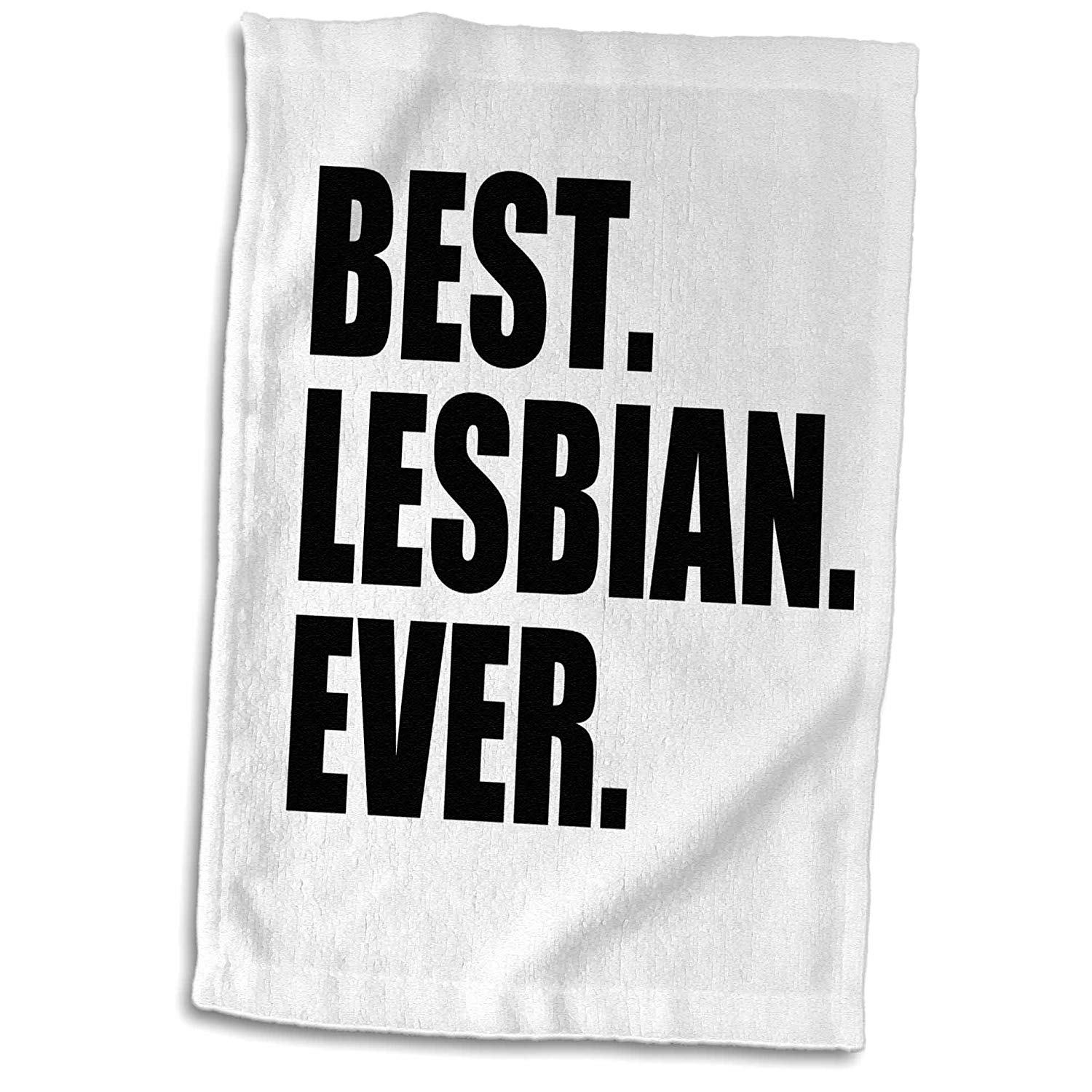 3dRose Best Lesbian Ever-Fun Gay Pride Gifts for Her-Funny-Humor-Black Text Towel, 15" x 22"