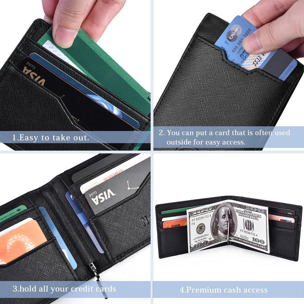 Mens Money Clip Wallet RFID Blocking Slim Wallets Leather Front Pocket Wallet