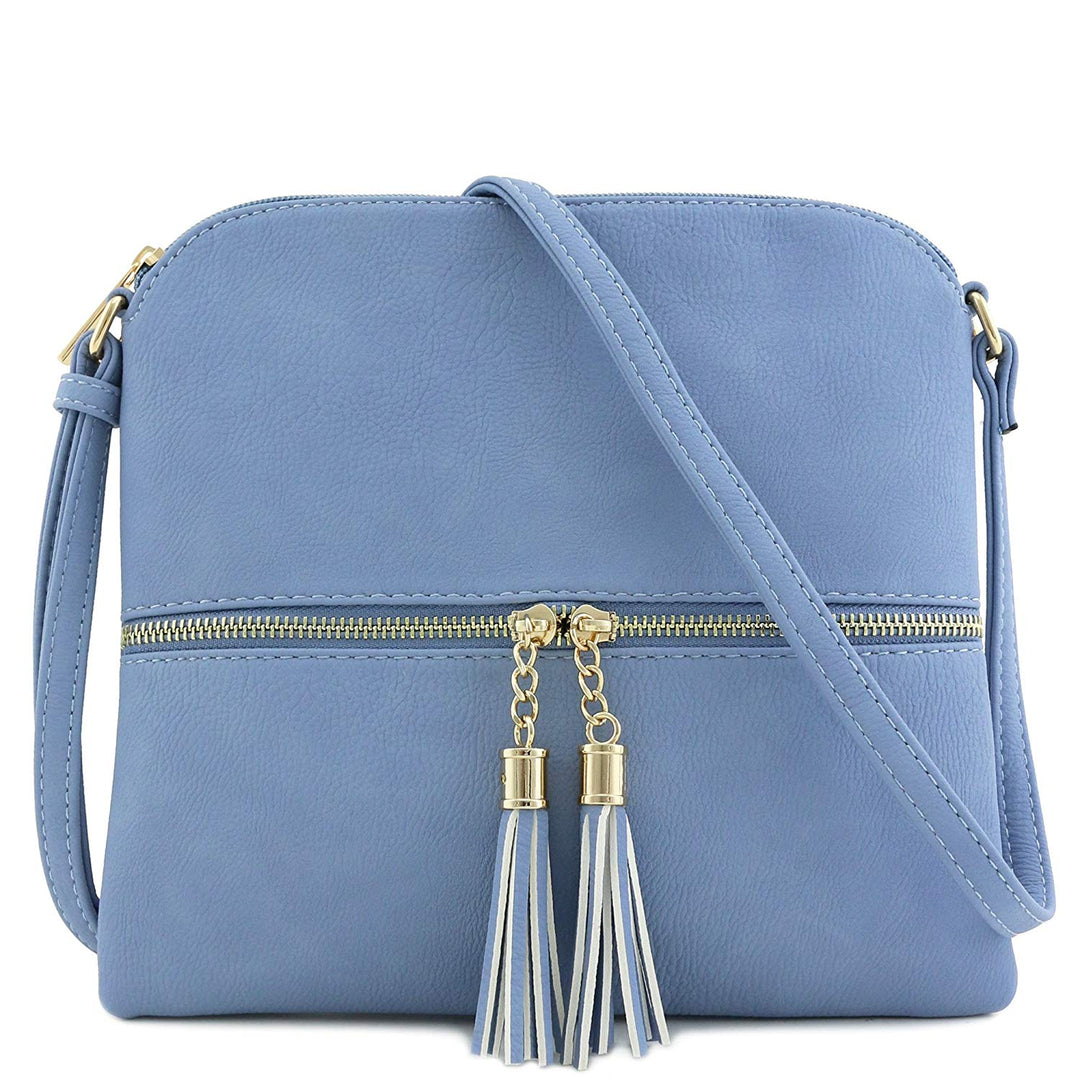 Lightweight Medium Crossbody Bag with Tassel