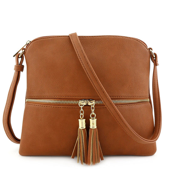 Lightweight Medium Crossbody Bag with Tassel