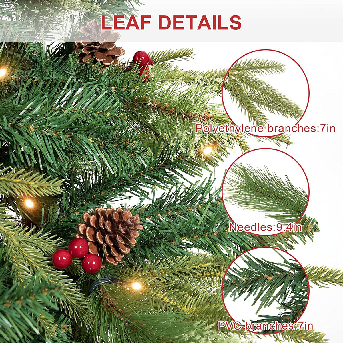 WBHome 6FT Pre-lit Premium Spruce Hinged Artificial Christmas Tree wit ...