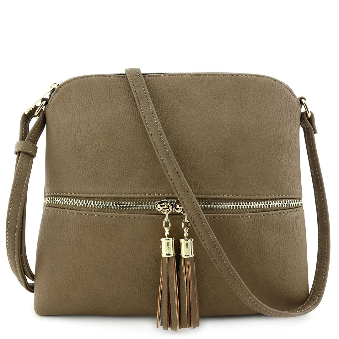 Lightweight Medium Crossbody Bag with Tassel