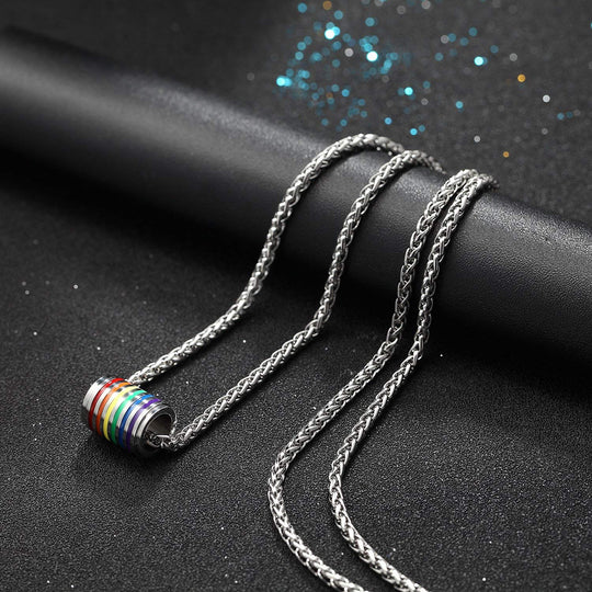 PROSTEEL Gay Pride Necklace,Rainbow,LGBT Jewelry,Love Wins,Equality Necklace,Inspirational Jewelry,Friendship Necklaces,Gift for Him