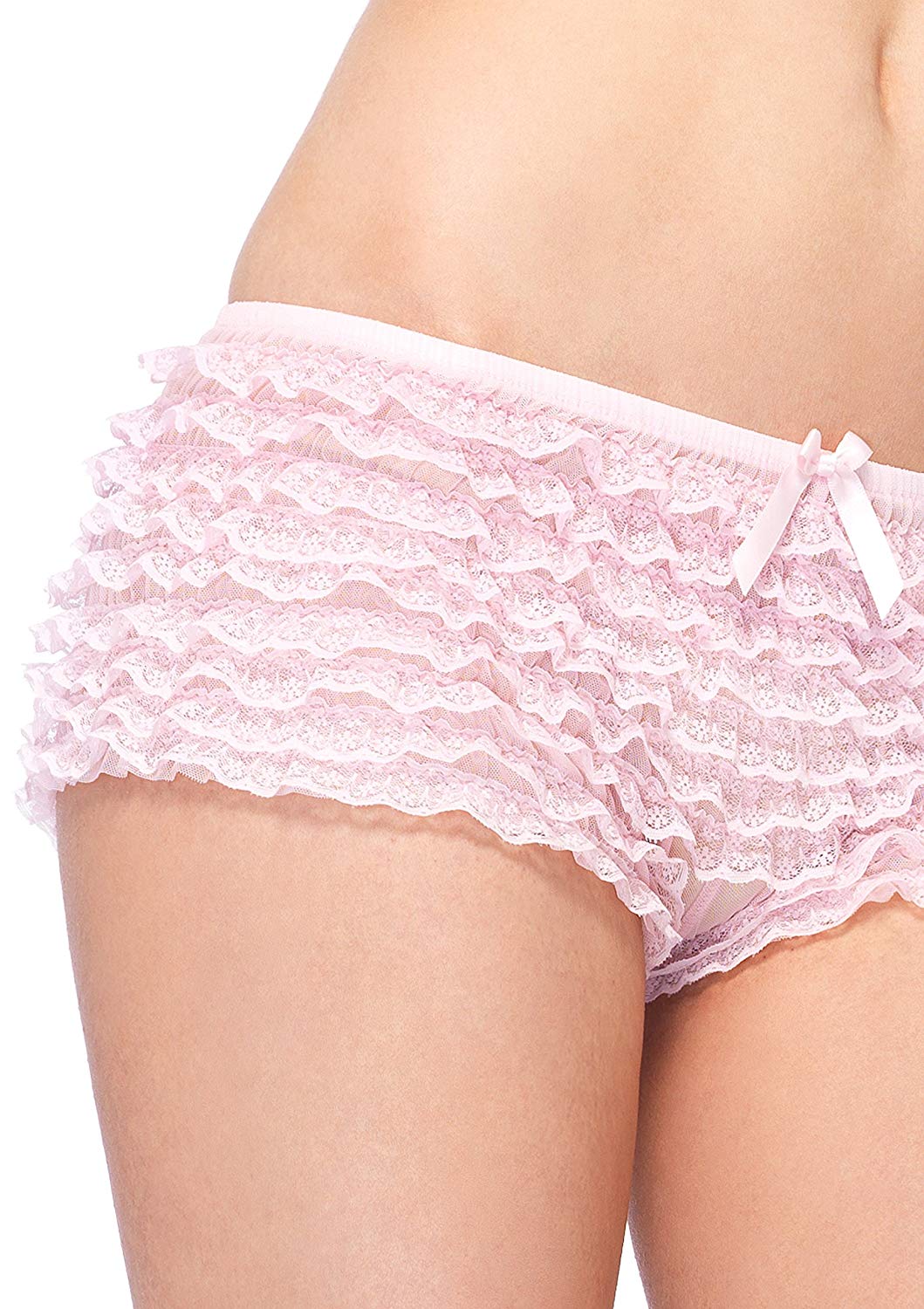 Leg Avenue Women's Micromesh Lace Ruffle Tanga Shorts