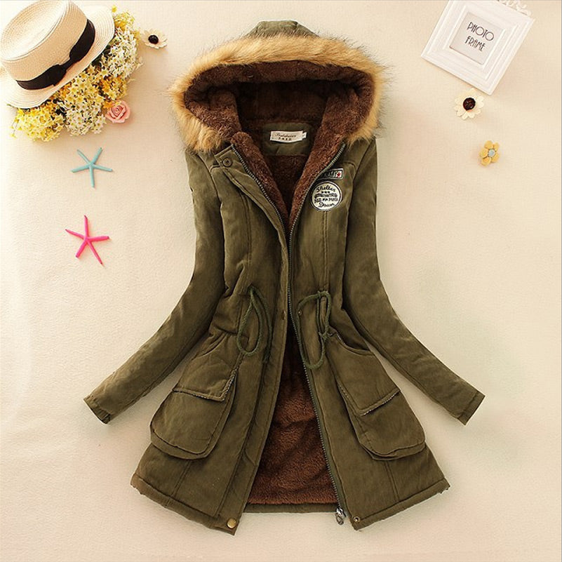 Autumn Warm Winter Jacket Women Fashion Women's Fur Collar Coats Jackets for Lady Long Slim Down Parka Hoodies Parkas