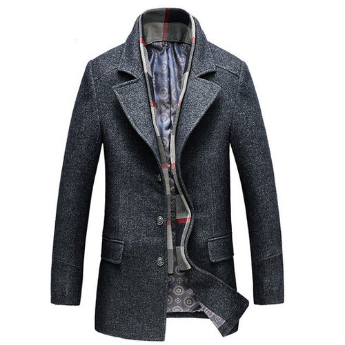 Autumn Winter Casual Men Wool Coats Thick Warm Jackets Single Button Outwear Mens Jackets And Coats Solid Coffee Gray M-3XL