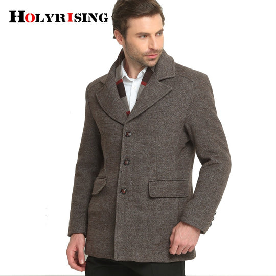 Autumn Winter Casual Men Wool Coats Thick Warm Jackets Single Button Outwear Mens Jackets And Coats Solid Coffee Gray M-3XL