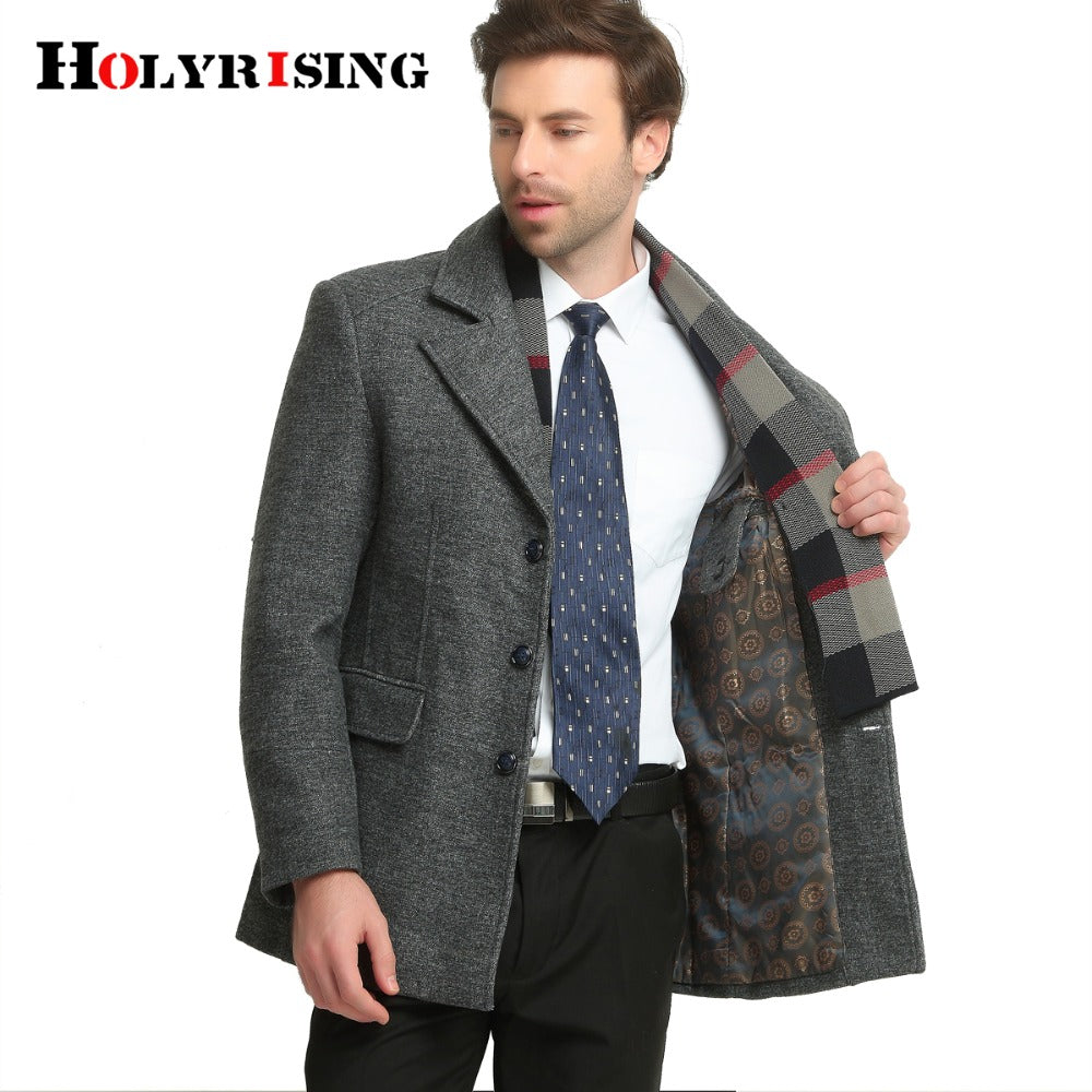 Autumn Winter Casual Men Wool Coats Thick Warm Jackets Single Button Outwear Mens Jackets And Coats Solid Coffee Gray M-3XL