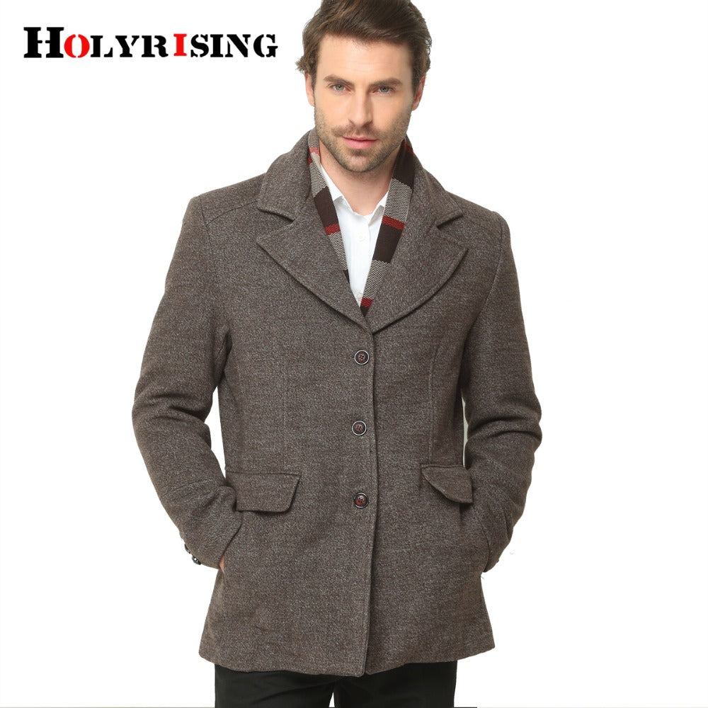 Autumn Winter Casual Men Wool Coats Thick Warm Jackets Single Button Outwear Mens Jackets And Coats Solid Coffee Gray M-3XL